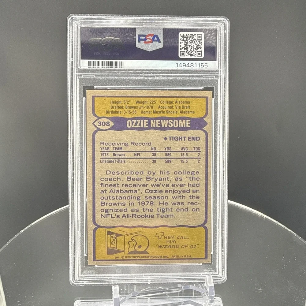 1979 Topps #308 Ozzie Newsome PSA 8 Browns RC Hall Of Fame